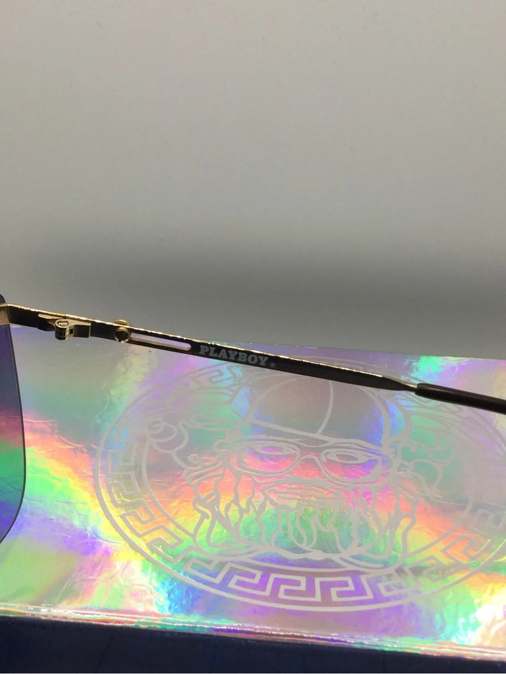 PLAYBOY Gold Frame Sunglasses with Iridescent Lenses